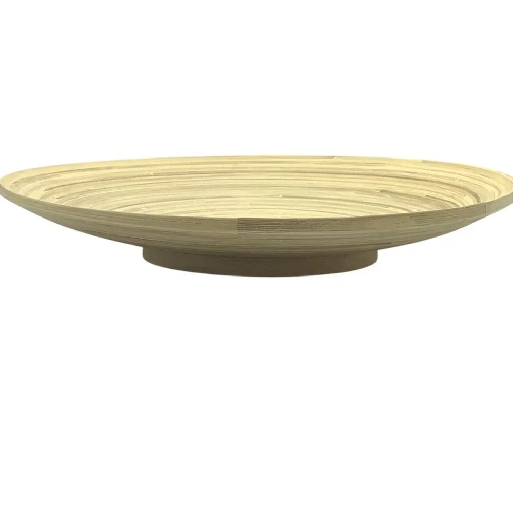 Ikea Hultet Bamboo Decorative Plate‎ Dish Tray 12” Round Natural Color